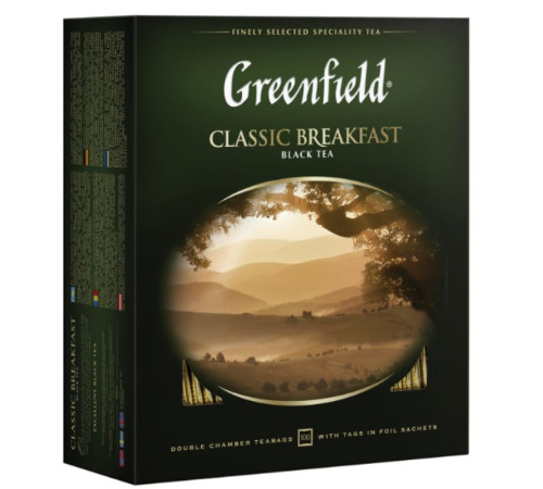 Чай Greenfield Classic Breakfast черный байховый, 100 пакетиков