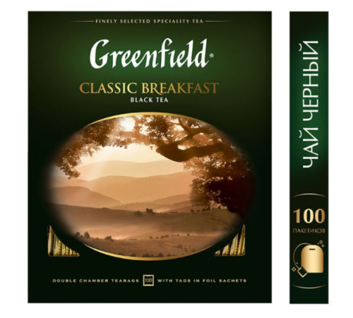Чай Greenfield Classic Breakfast черный байховый, 100 пакетиков