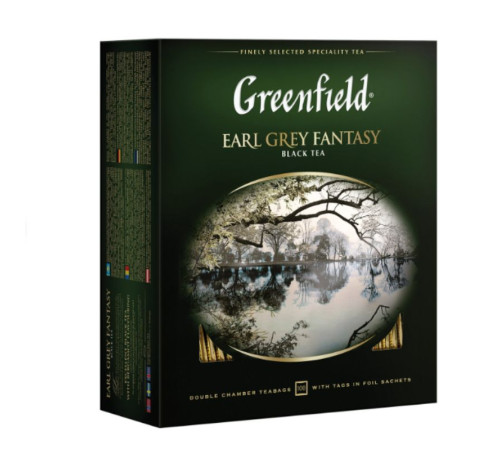 Чай Greenfield Earl Grey Fantasy черный с бергамотом, 100 пакетиков