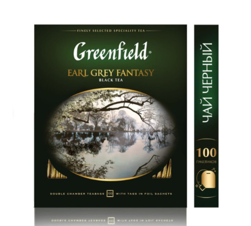 Чай Greenfield Earl Grey Fantasy черный с бергамотом, 100 пакетиков