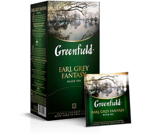 Чай Greenfield Earl Grey Fantasy черный с бергамотом, 25 пакетиков
