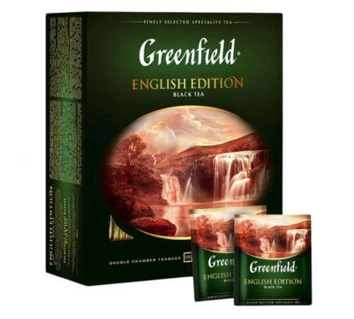 Чай Greenfield English Edition черный цейлонский, 100 пакетиков