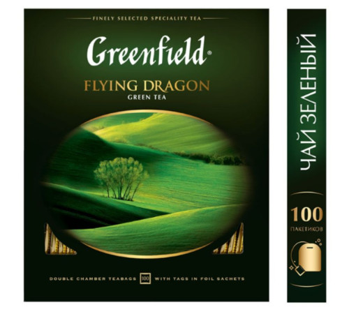 Чай Greenfield Flying Dragon китайский зеленый, 100 пакетиков