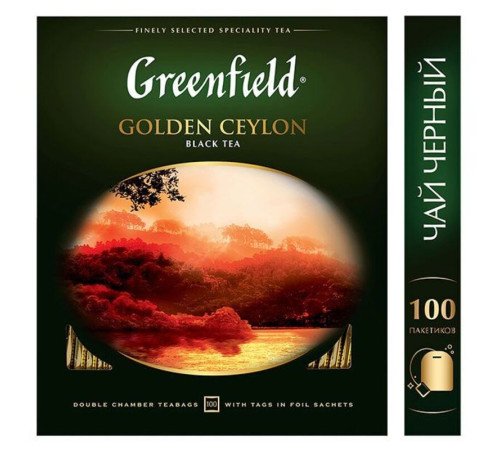 Чай Greenfield Golden Ceylon черный цейлонский, 100 пакетиков