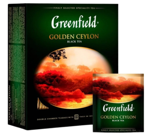 Чай Greenfield Golden Ceylon черный цейлонский, 100 пакетиков