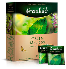 Чай Greenfield Green Melissa зеленый с мелиссой, 100 пакетиков