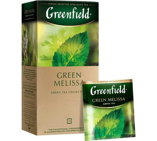 Чай Greenfield Green Melissa зеленый с мелиссой, 25 пакетиков