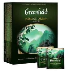 Чай Greenfield Jasmine Dream зеленый с жасмином, 100 пакетиков