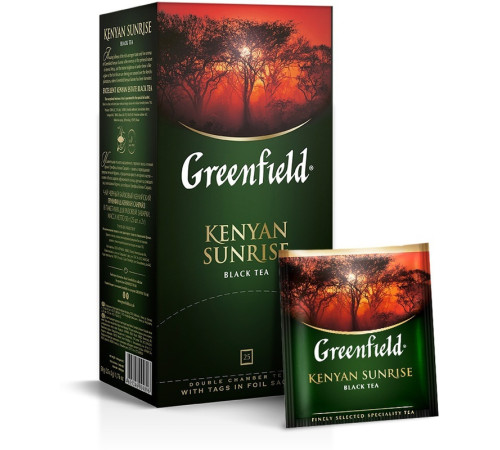 Чай Greenfield Kenian Sunrise черный байховый, 25 пакетиков