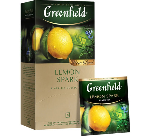 Чай Greenfield Lemon Spark черный с лимоном, 25 пакетиков