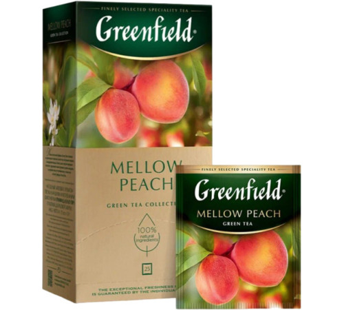 Чай Greenfield Mellow Peach, зеленый с ароматом персика, 25 пакетиков