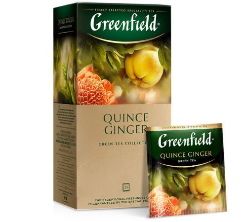 Чай Greenfield Quince Ginger зеленый с ароматом японской айвы и имбирем, 25 пакетиков