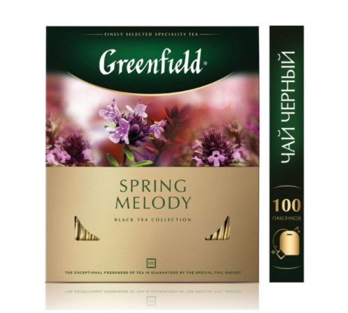 Чай Greenfield Spring Melody черный с чабрецом, 100 пакетиков