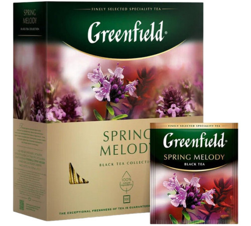 Чай Greenfield Spring Melody черный с чабрецом, 100 пакетиков