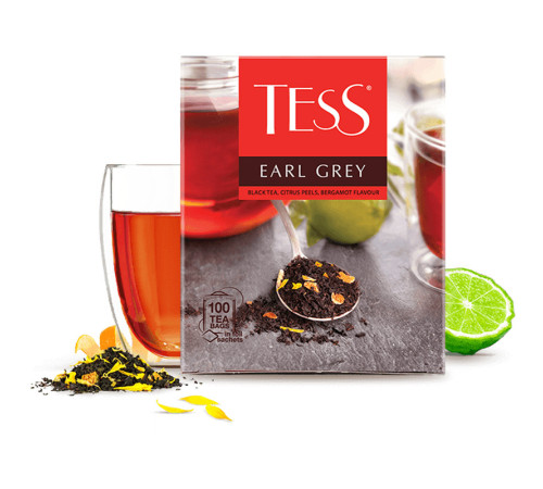 Чай Tess "Earl Grey", черный , 100 пакетиков