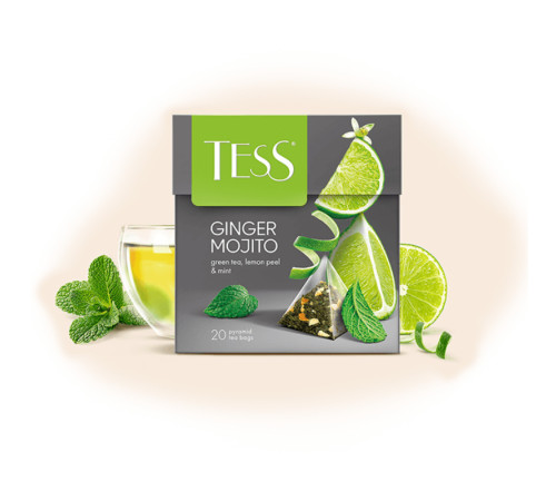 Чай Tess "Ginger Mojito" зеленый фруктовый, 20 пакетиков 