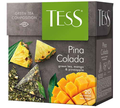 Чай Tess "Pino Colada" зеленый фруктовый, 20 пакетиков 
