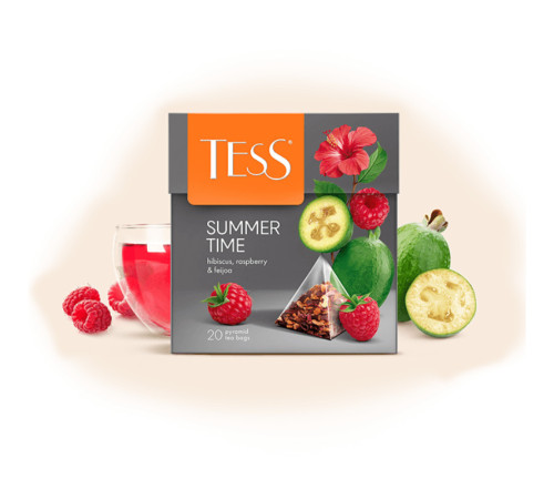 Чай Tess "Summer Time", фруктовый чай, с ароматом малины и Фейхоа, 20 пакетиков 