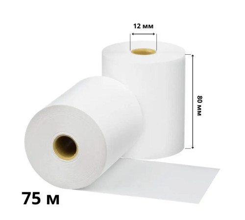 Чековая лента 80 мм х 75 м  термобумага