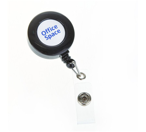 Держатель-рулетка для бейджей OfficeSpace, 75 см, петелька, клип, черный