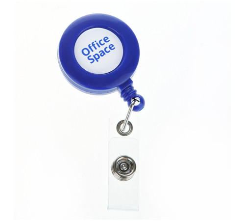 Держатель-рулетка для бейджей OfficeSpace, 75 см, петелька, клип, синий