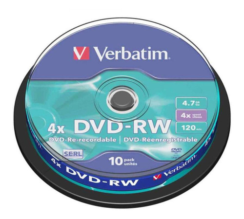 Диск DVD-RW Verbatim 4X 4.7 GB (10 штук в упаковке)