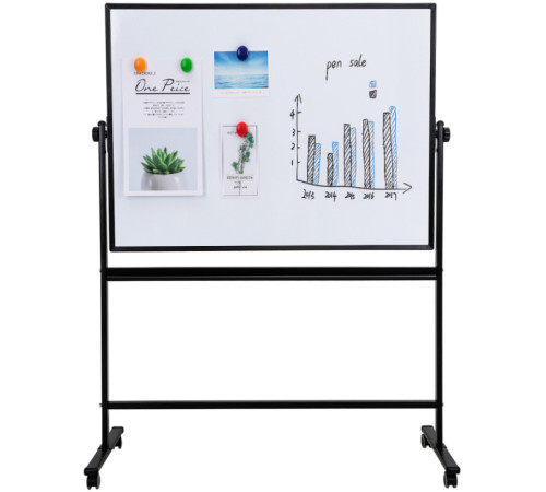 Доска магнитно-маркерная DELI 90 х 120 см, подставка 4 колеса