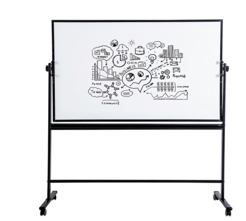 Доска магнитно-маркерная DELI 90 х 150 см, подставка 4 колеса