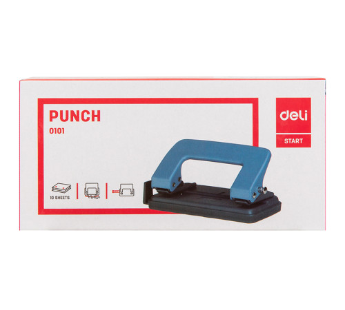 Дырокол DELI до 10 листов, металлический корпус, с линейкой