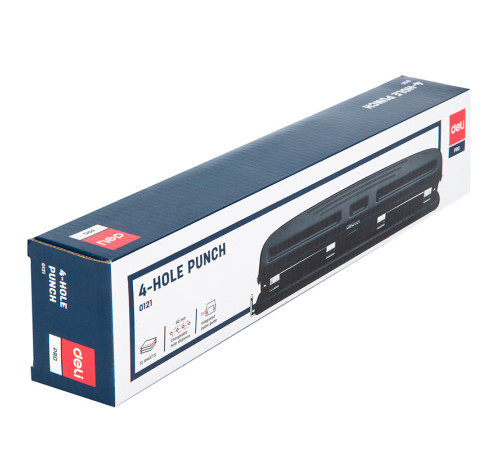 Дырокол DELI, до 10 листов, на 4 отверстия,  металлический корпус, ассорти