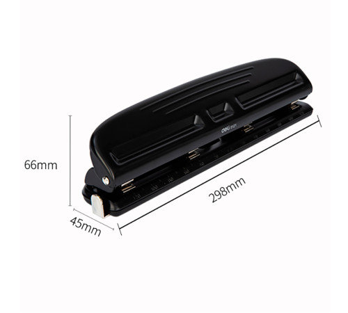 Дырокол DELI, до 10 листов, на 4 отверстия,  металлический корпус, ассорти