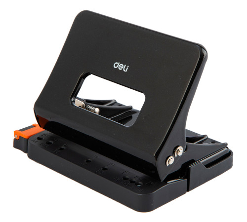 Дырокол DELI до 15 листов, металлический корпус, черный