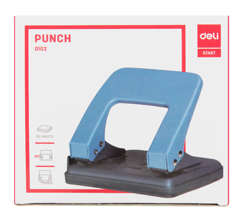 Дырокол DELI, до 20 листов, металлический корпус