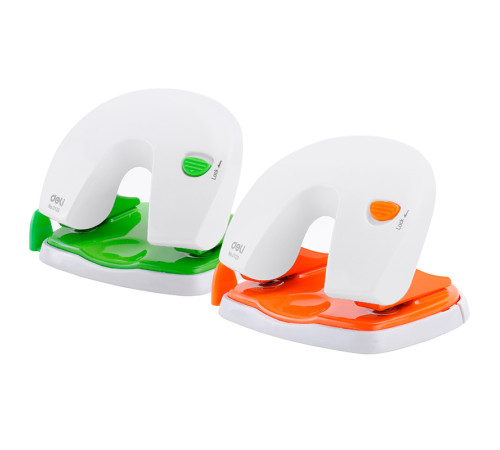 Дырокол DELI, до 20 листов, пластиковый корпус, ассорти