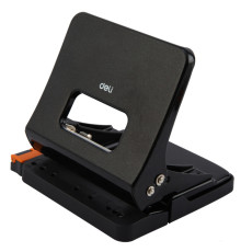 Дырокол DELI, до 25 листов, металлический корпус, черный