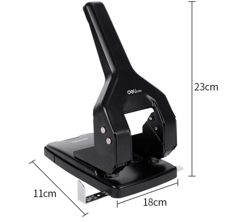 Дырокол DELI "0160", до 60 листов, металлический корпус, черный