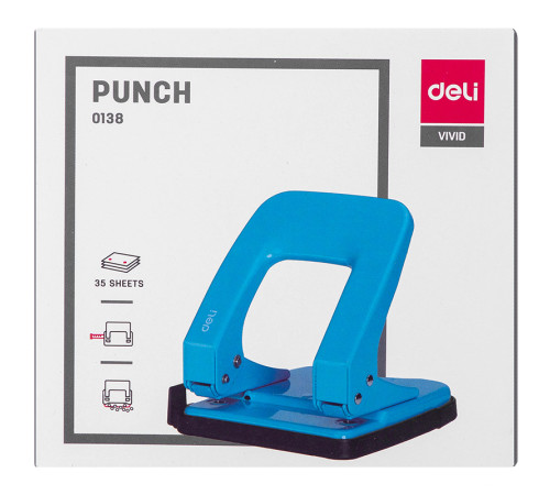 Дырокол DELI "E0138", до 35 листов, металлический корпус