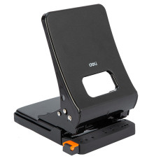 Дырокол DELI "E0143", до 45 листов, металлический корпус, черный