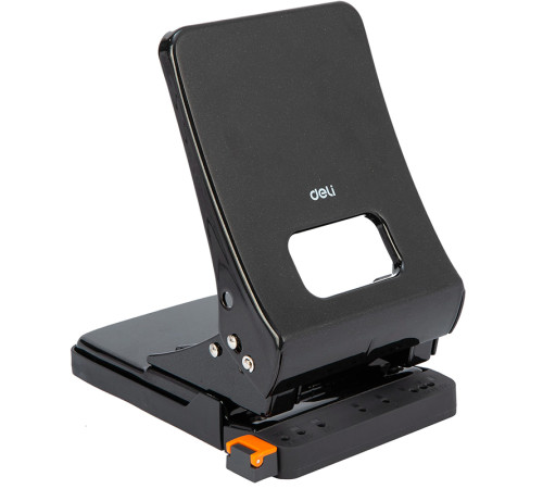 Дырокол DELI "E0143", до 45 листов, металлический корпус, черный