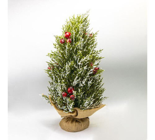 Елочка декоративная "Silversage" с изморозью и ягодами боярышника, 45см.