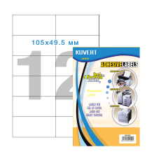 Этикетки самоклеящиеся KUVERT, А4, 105 х 49.5 мм., 12 шт/лист, 100 л.