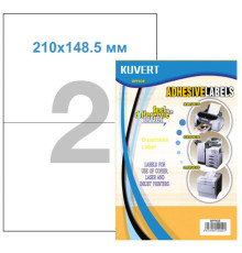 Этикетки самоклеящиеся KUVERT, А4, 210 х 148 мм., 2 шт/лист, 100 л.