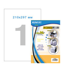 Этикетки самоклеящиеся KUVERT, А4, 210 х 297 мм., 1 шт/лист, 100 л.