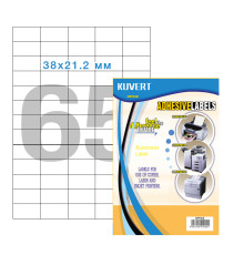 Этикетки самоклеящиеся KUVERT, А4, 38 х 21,2 мм., 65 шт/лист, 100 л.