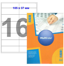 Этикетки самоклеящиеся Multilabel, А4, 105 х 37 мм., 16 шт/лист, 100 л.