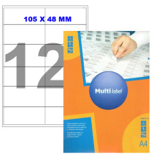 Этикетки самоклеящиеся Multilabel, А4, 105 х 48 мм., 12 шт/лист, 100 л.