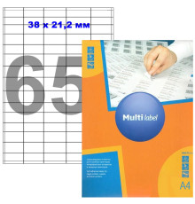 Этикетки самоклеящиеся Multilabel, А4, 38 х 21,2 мм., 65 шт/лист, 100 л.