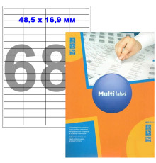 Этикетки самоклеящиеся Multilabel, А4, 48,5 х 16,9 мм., 68 шт/лист, 100 л.