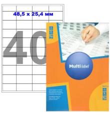 Этикетки самоклеящиеся Multilabel, А4, 48,5 х 25,4 мм., 40 шт/лист, 100 л.