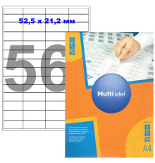 Этикетки самоклеящиеся Multilabel, А4, 52,5 х 21,2 мм., 56 шт/лист, 100 л.